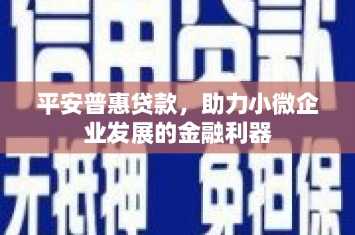 槐荫平安普惠贷款，助力小微企业发展的金融利器