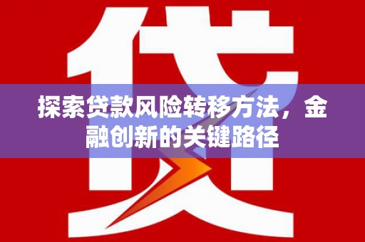 槐荫探索贷款风险转移方法，金融创新的关键路径