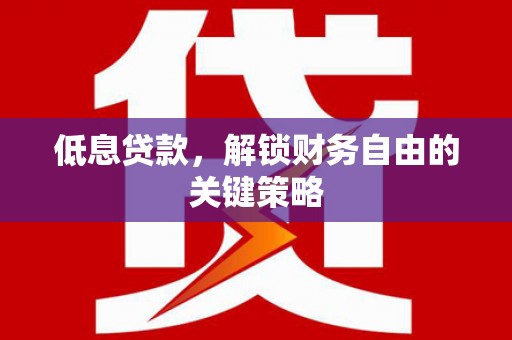 槐荫低息贷款，解锁财务自由的关键策略