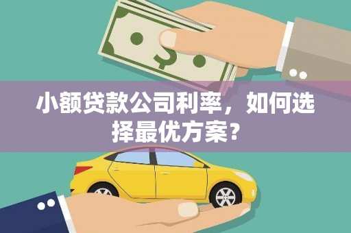 槐荫小额贷款公司利率，如何选择最优方案？
