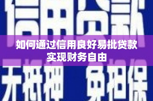 槐荫如何通过信用良好易批贷款实现财务自由