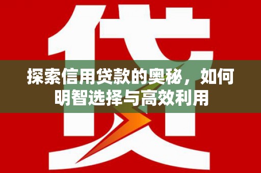 槐荫探索信用贷款的奥秘，如何明智选择与高效利用